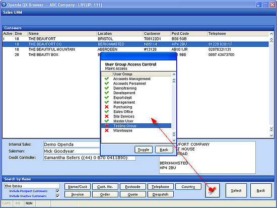 Right click users groups